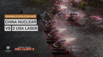 Red Alert 3 [Generals Evolution Mod] - China Nuclear vs 2 USA Laser Brutal AI