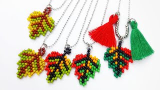 Kum Boncuktan Yaprak Yapımı. Seedbeads Leaf Necklace Making. Beading Tutorial