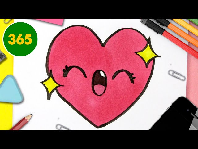 Dessin facile, comment dessiner un coeur d'amour facile, Dessin kawaii