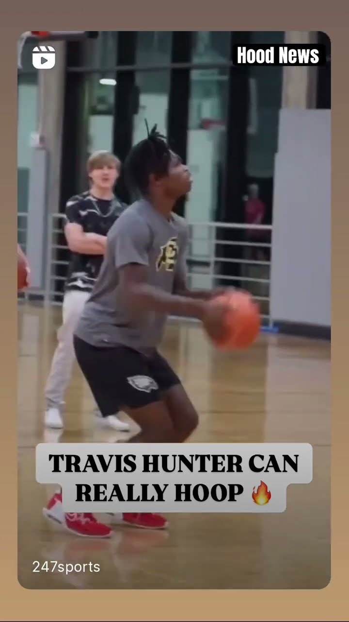 Travis Hunter can really hoop #hoodnews #basketball #travishunter #ballislife