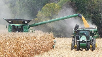 John Deere X9 1100 Harvesting Corn with 16-Row Corn Head