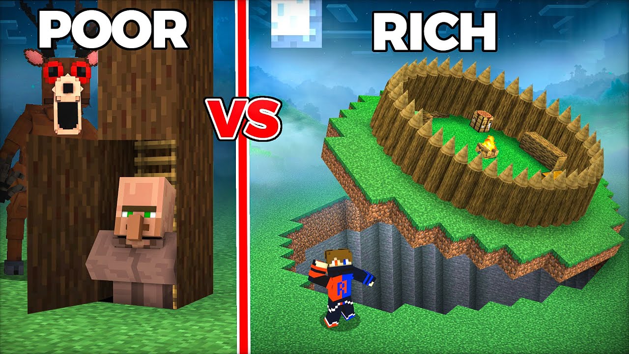 POOR vs RICH 99 Nights In The Forest Secret Base in Minecraft