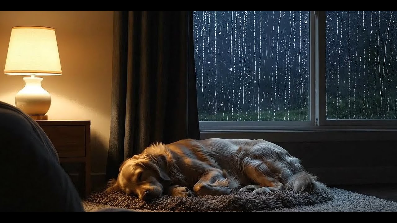 Dark Room Rain Sounds 🌧️🐶 | Sleeping Dog Ambience for Deep Sleep & Relaxation Full HD