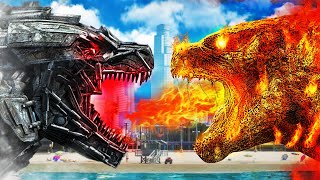 FIRE GODZILLA vs GOD MECHA GODZILLA In GTA 5 (Super Fight)