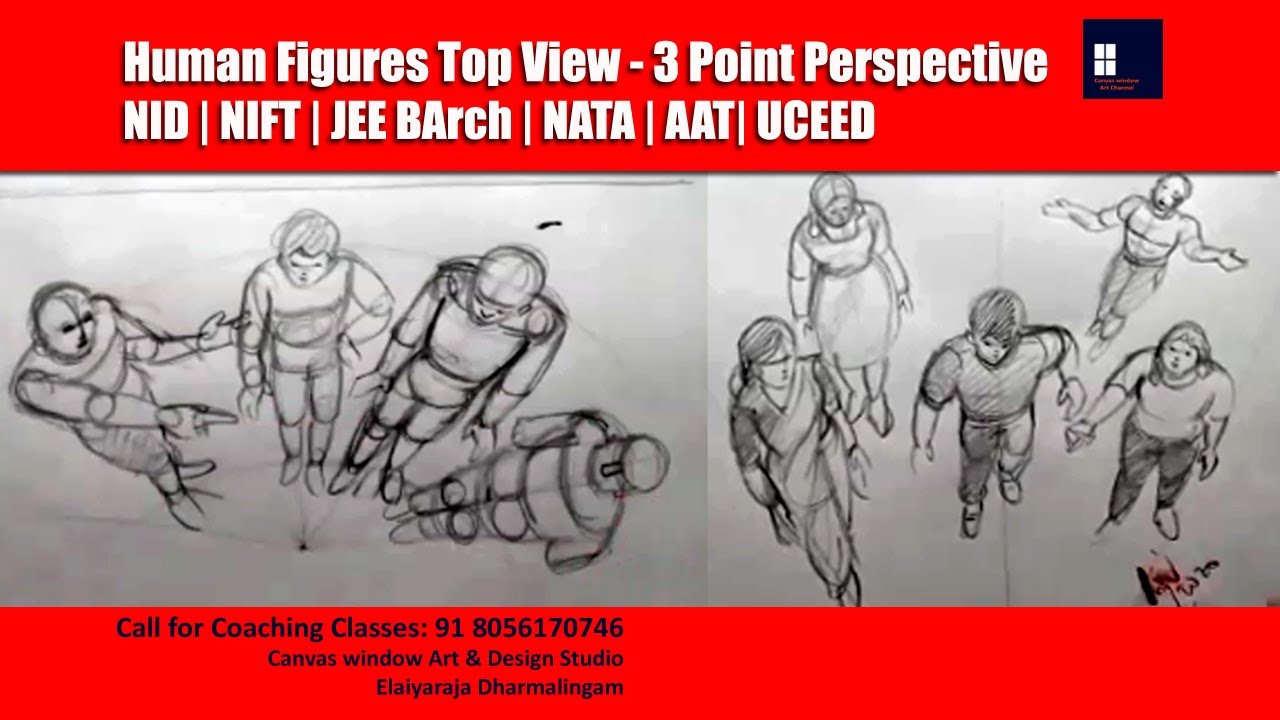 Human Figures Top View - 3 Point Perspective | NID | NIFT | UCEED | JEEBArch | NATA |AAT |UPSEE |BFA