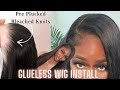 COMPLETELY GLUELESS Frontal Wig Install For Beginners | Pre Plucked + Pre Bleached Knots | ISEE Hair