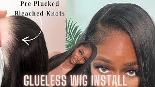 COMPLETELY GLUELESS Frontal Wig Install For Beginners | Pre Plucked + Pre Bleached Knots | ISEE Hair