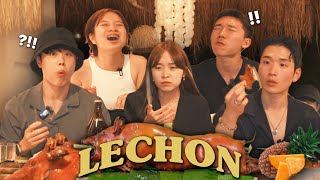 Koreans' First Time Ever Trying LECHON in Samal Island, Davao! 🇵🇭