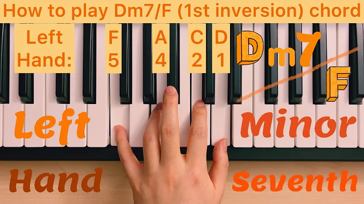 Piano Lesson 181: How to play Dm7/F (1st inversion) chord with the left hand play along tutorial
