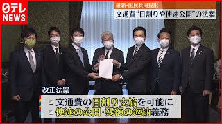 【維新と国民】文通費“日割りや使途公開”の法案提出