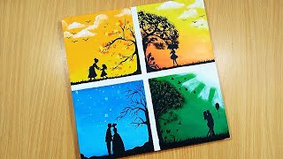 Four Seasons/Four Seasons Painting/4Season/Four Seasons Tree/Night Sky Painting/Day And Night/Sunset