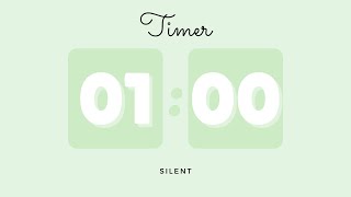☘️ 1 Minute Silent Timer with Cute Ending Alarm | Pastel Green Timer
