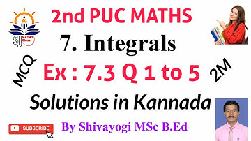 class 12 ex 7.3 q 1 to 5 solutions in kannada || ex 7.3 q 1 to 5 class 12 maths || 2nd pu ex 7.3.