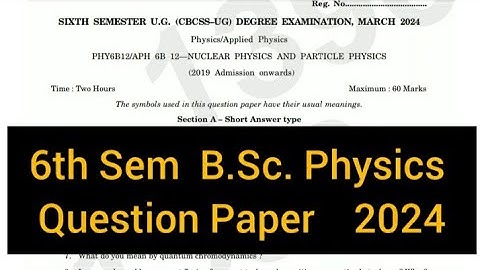 NUCLEAR PHYSICS, PARTICLE PHYSICS AND ASTROPHYSICS       |     6th Sem  B.Sc. Physics  2024 #calicut