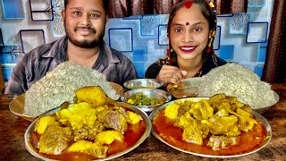 Eating spicy fatty mutton curry saag fish curry Bangali food🥵fatty mutton Mukbang eating show