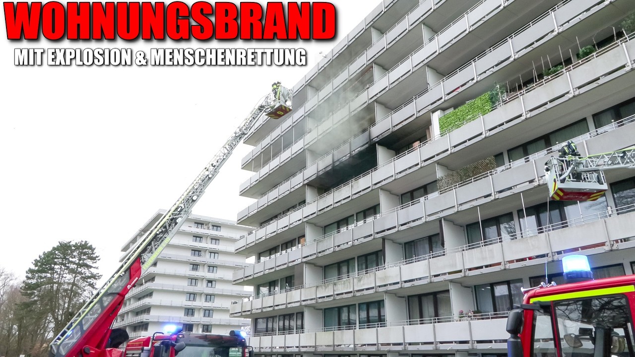 [WOHNUNGSBRAND MIT EXPLOSION & MENSCHENRETTUNG!] - 5 Personen gerettet ~ Großeinsatz in Mettmann -