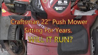 WILL IT RUN? - Red Craftsman Push Mower Sitting For Years