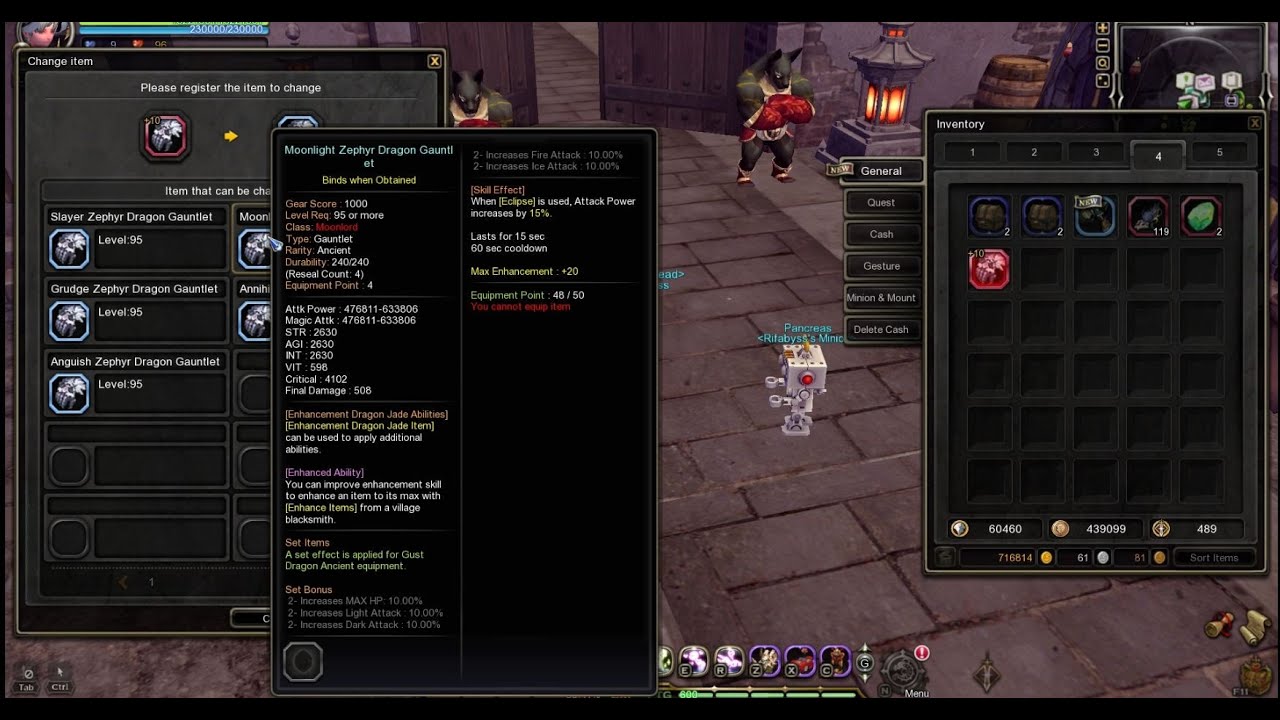 Craft & Enhance GUDN Zephyr Ancient Gauntlet for Client - Dragon Nest