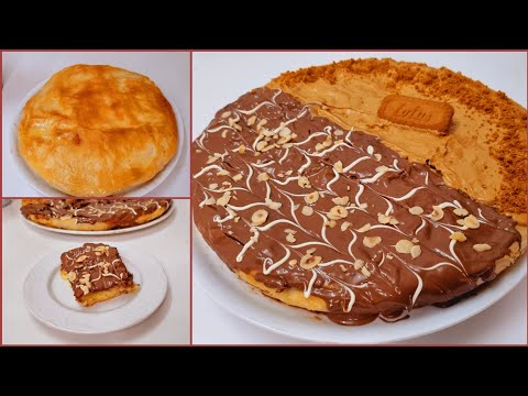 فطيرة الكاسترد العائلية نص نوتيلا نص لوتس فطيرة بدون دقيق وبدون عجن