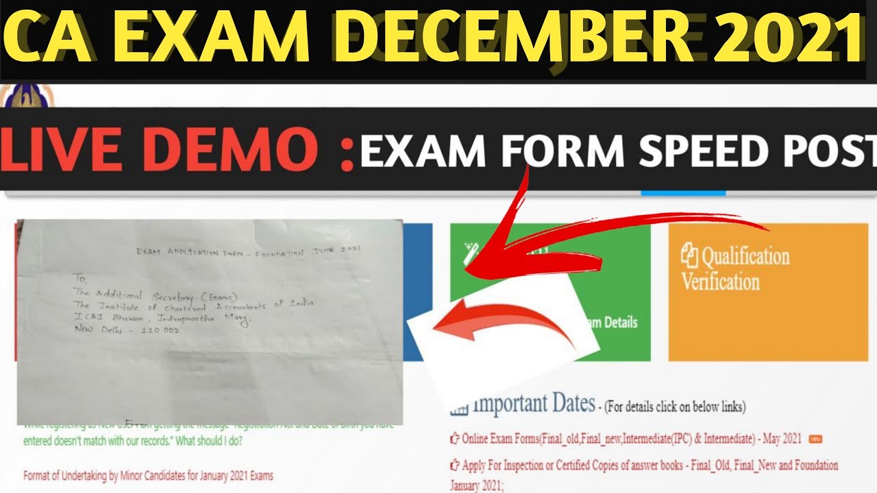 ICAI Biggest Info | CA Foundation December 2021 | Speed post Exam Form | how To speed post Exam form