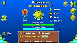[GD] RUNNER BY ZADOXXZL (DAILY LEVEL) (ALL COINS) | GEOMETRY DASH 2.13 screenshot 1