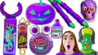 MONSTER VS REAL FOOD CHALLENGE FOR 24 HOURS | MUKBANG & SPOOKY HALLOWEEN FOOD CRAFTY HACKS PLUS