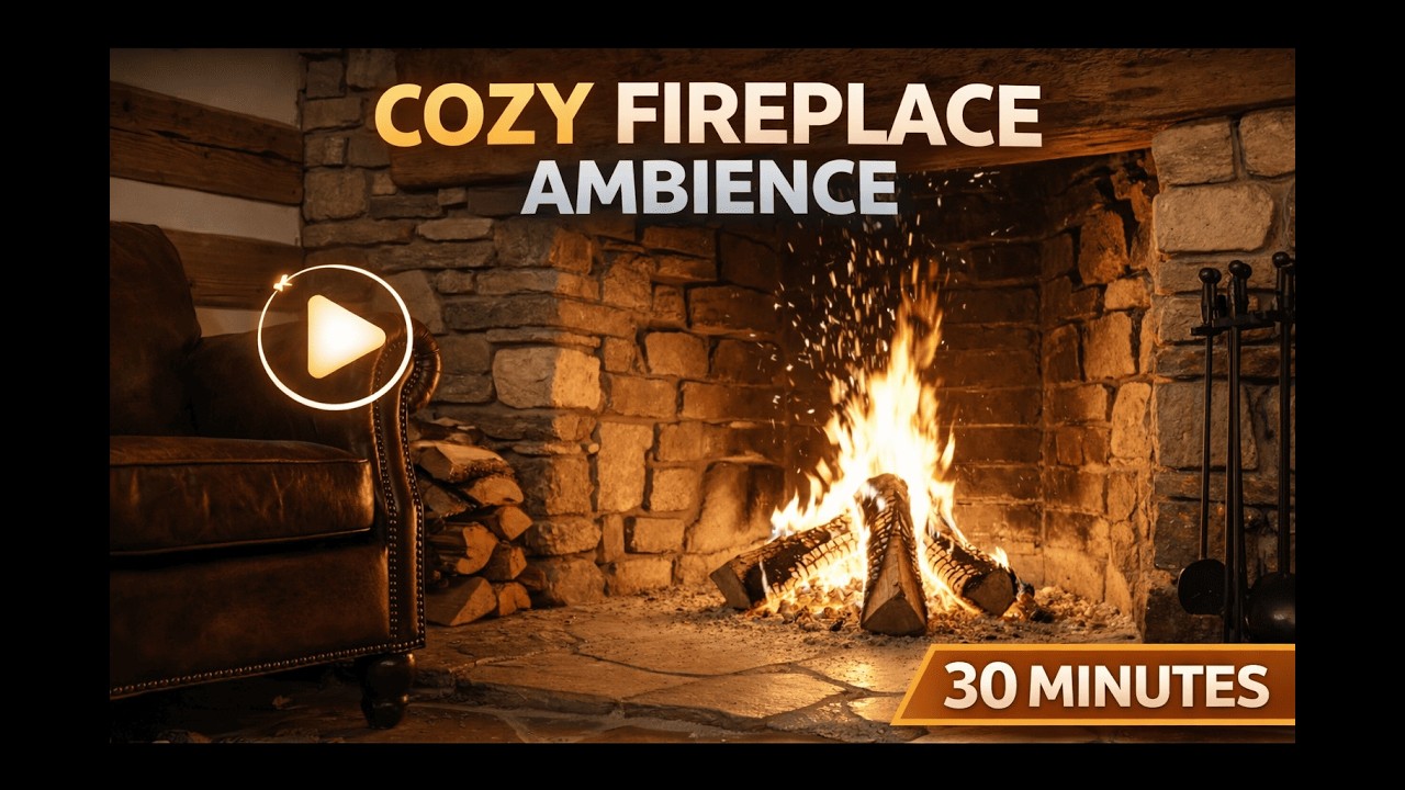 COZY FIREPLACE AMBIENCE 🔥 | RELAXING CRACKLING FIRE SOUNDS (30 MINUTES)