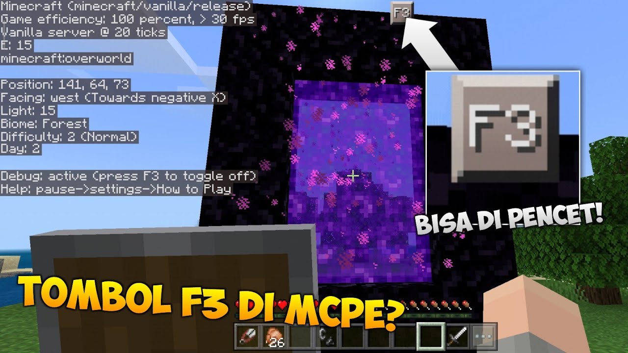 CARA MENGAKTIFKAN FITUR F3 DI MCPE! - DEBUG SCREEN ADD-ON - YouTube