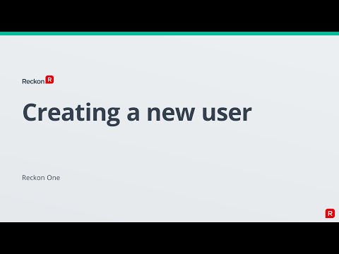 RECKON ONE - Create a New User