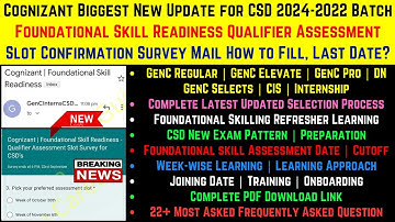 Cognizant GenC CSD Foundational Skill Readiness Assessment Survey Mail | Training Onboarding Joining
