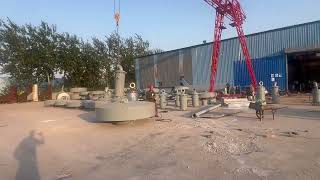 Busy factory, floating pump station manufacturing
