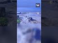 Sudden impact: Huge wave crashes over sea wall at Ventura Beach, Calif.🌊 #venturacalifornia #wave