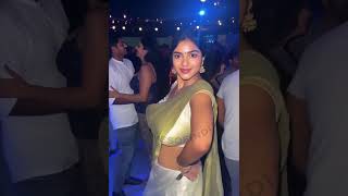 Curvy Indian Woman Dancing In Satin Saree Dubai Night Vibes