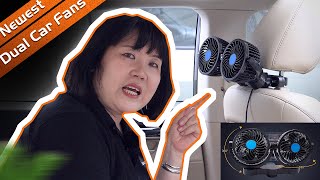 12V Car Fan Dual-Head For Frontrear Seat Auto Electric Car Cooling Fan With Bracket C40385