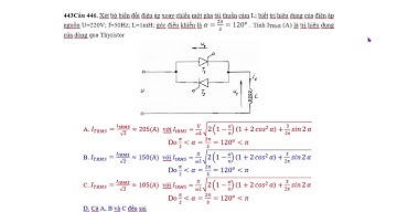 Tính trị hiệu dụng dòng qua SCR của bộ biến đổi điện áp xoay chiều 1 pha tải thuần cảm L2