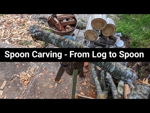 Spoon Carving - From log to spoon by hand (ASMR)