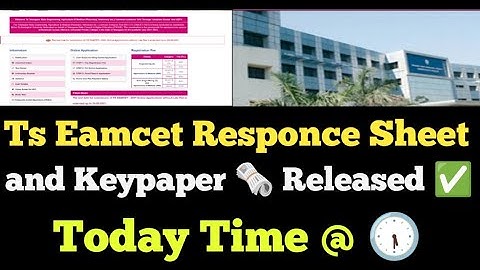 Ts Eamcet 2022 Keypaper & Responce Sheet Released Today Time @ || Ts Eamcet 2022 Latest News