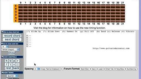 How to add timing to guitar tab using Guitar Tab Creator