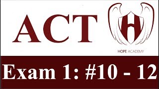 ACT Online Practice Exam 1 Math (Problem #10 - 12)