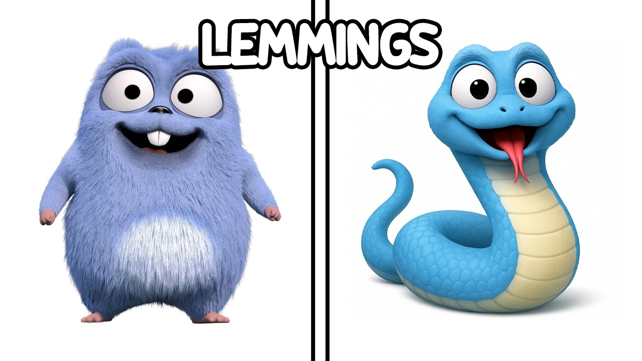 Grizzy and The Lemmings Characters In Snake Version!