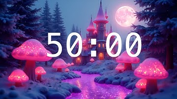 50 Minute Timer | Relaxing Music | Fantasy River with Glowing Mushrooms and Castle 🏰