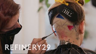 Getting An Undercut With A Geometric Shaved Design | Hair Me Out | Refinery29 screenshot 2