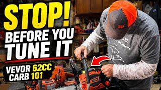 VEVOR 62cc Chainsaw 101! Tuning The Carburetor! (DON’T BURN IT UP)