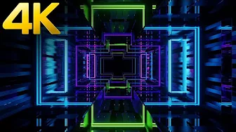 4K Abstract Neon Square Light Tunnel Metallic Color Screensaver VJ loop Motion Background Video Loop
