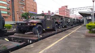 7502次軍用列車樹林站鳴笛開車E322