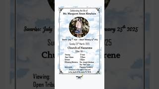 Margaret Abraham | Funeral Announcement #obituariessvg