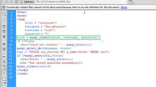 PHP Lab Program 8 - Updating a row in the database table