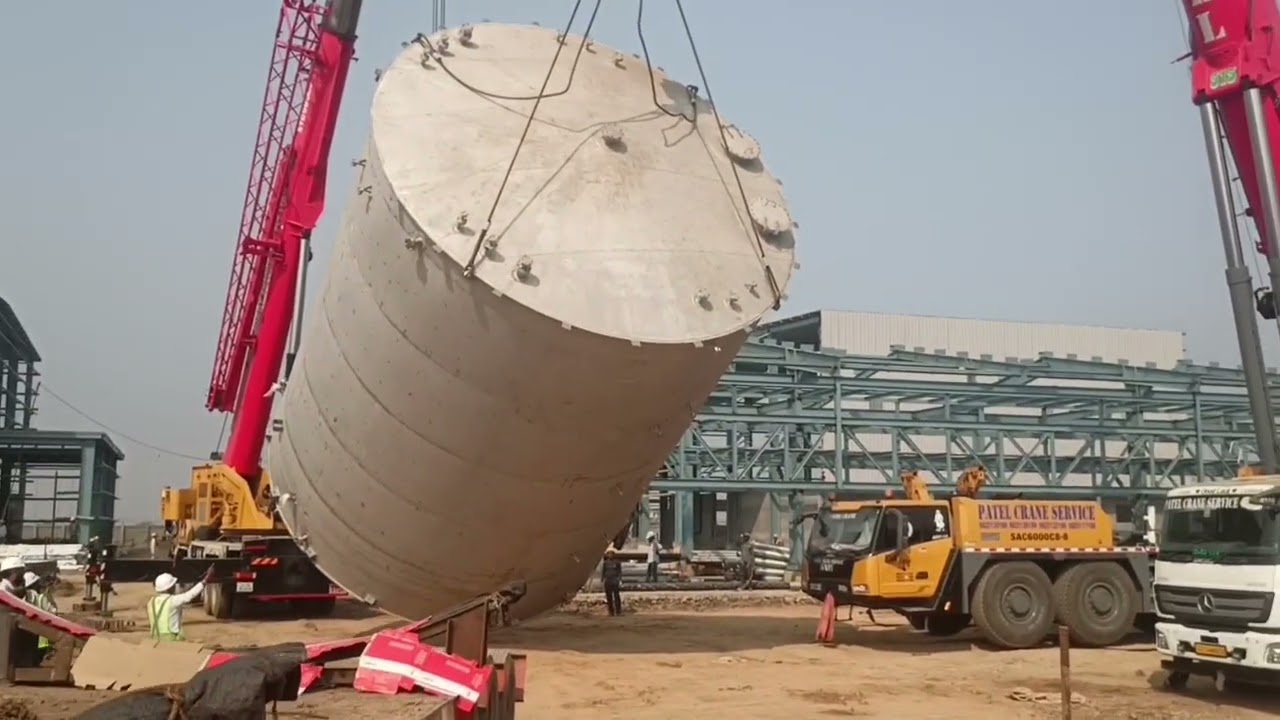 Equipment Errection work by crane .