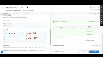 Return the change | RETURN | Codechef | STARTERS 87 | Full solution