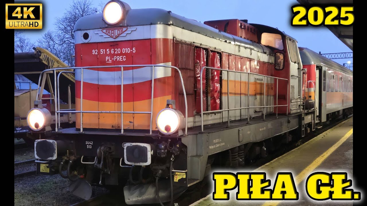 Pociągi na stacji Piła Główna — codzienny ruch kolejowy | 4K (2025)